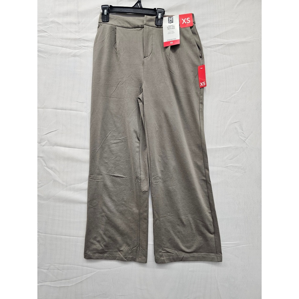 Members Mark Womens Wide Leg Trouser Khaki Knit Stretch Pants XS NWT